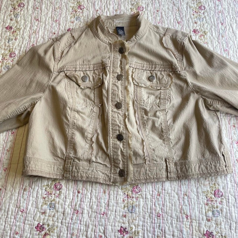 Y2k vintage Americana Venetia cream cropped button up jacket - Picture 2 of 7